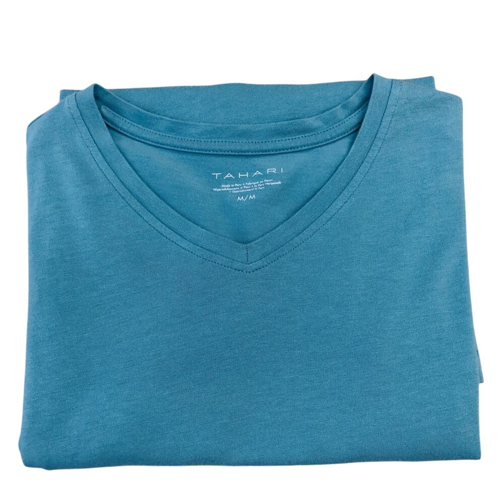 Tahari Mens Turquoise V Neck Short Sleeve T Shirt - Picture 16 of 16
